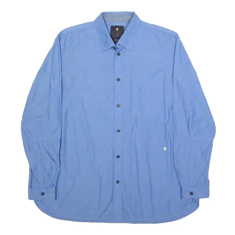 G-Star Mens Blue Xl Cotton Shirt Casual Long Sleeve Button Front 1