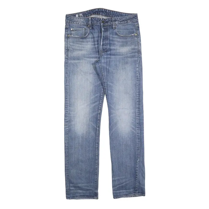 G-Star Mens Jeans Blue Regular Straight Denim Medium W32 L34 Casual Style 1