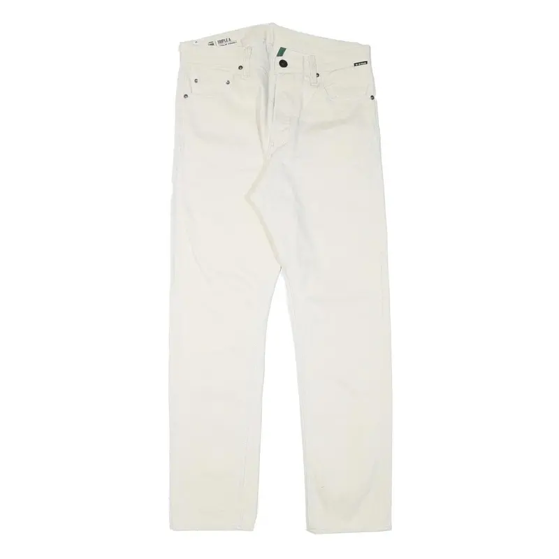 G-Star Mens Jeans White Regular Straight Denim W32 L31 Button Cotton Blend 1