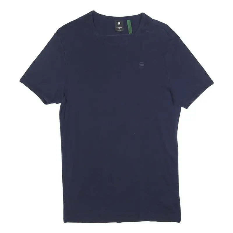 G-Star Mens Navy Blue Plain T-Shirt M Short Sleeve Crew Neck Cotton Blend 1