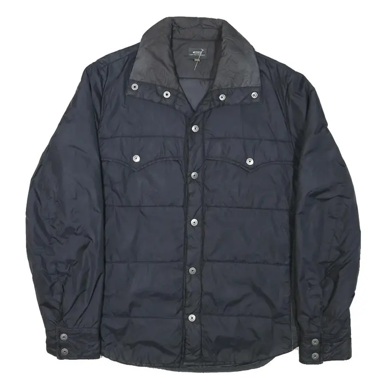 G-Star Mens Navy Button Jacket L Polyester Blend Quilted Casual 1