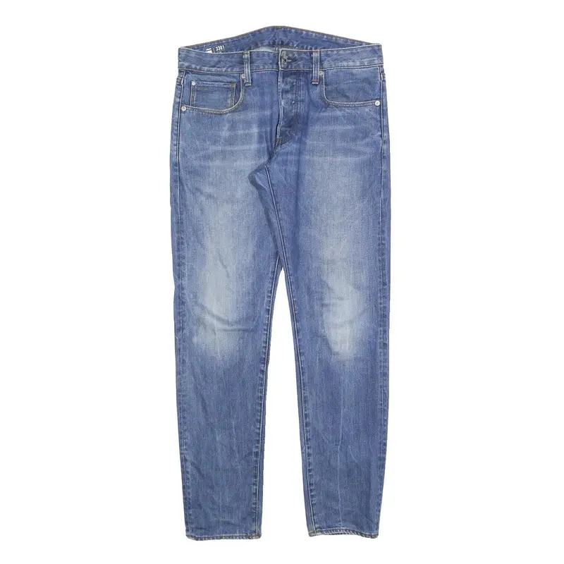 G-Star Mens Slim Blue Denim Medium W32 L32 Cotton Blend Zip Jeans Casual Stylish 1