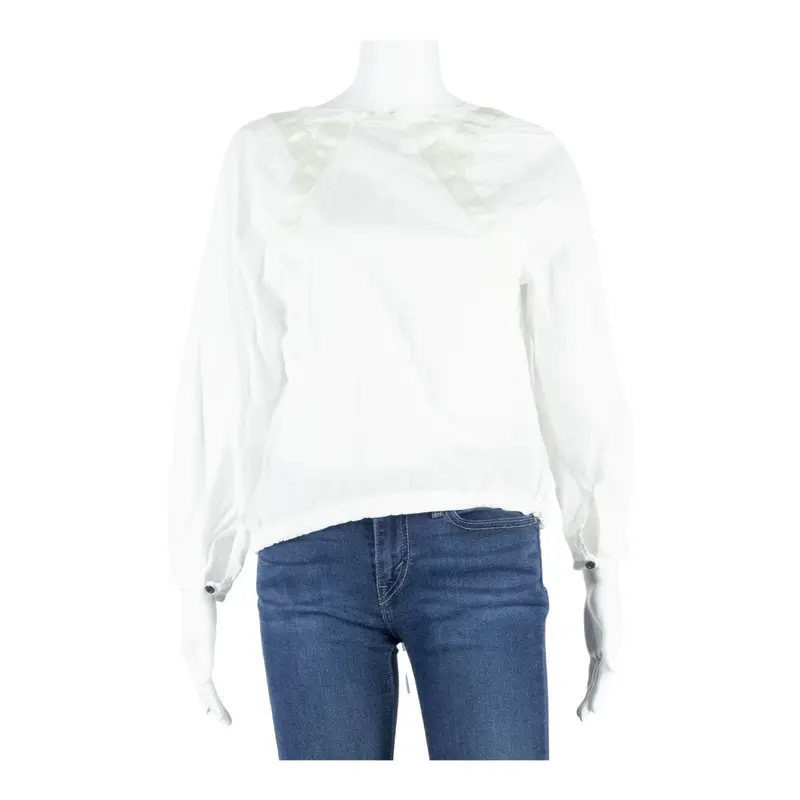 G-Star Raw Womens Blouse White V-Neck Long Sleeve M 1