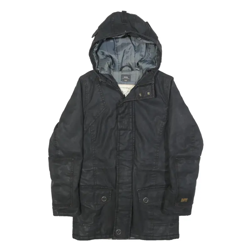 G-Star Womens Black Cotton Hooded Jacket S Woven Casual Urban Style Zip Up 1