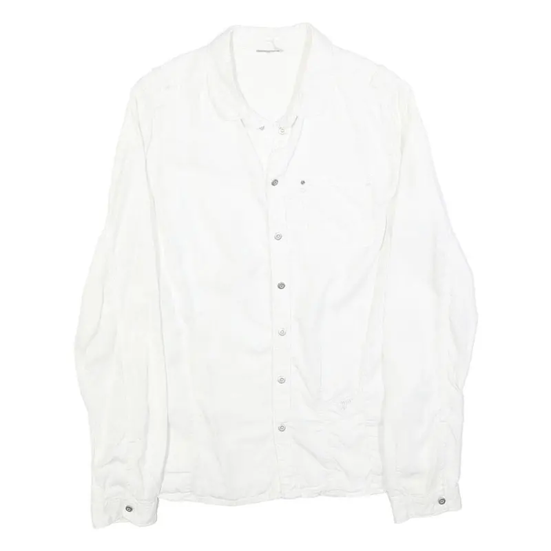 G-Star Womens White Cotton Blend Shirt M Casual Button-Up Lightweight Summer 1