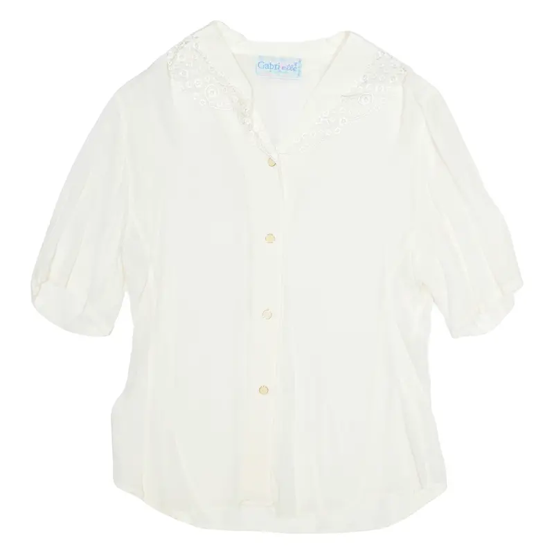 Gabrielle Womens Blouse Cream V-Neck M 1