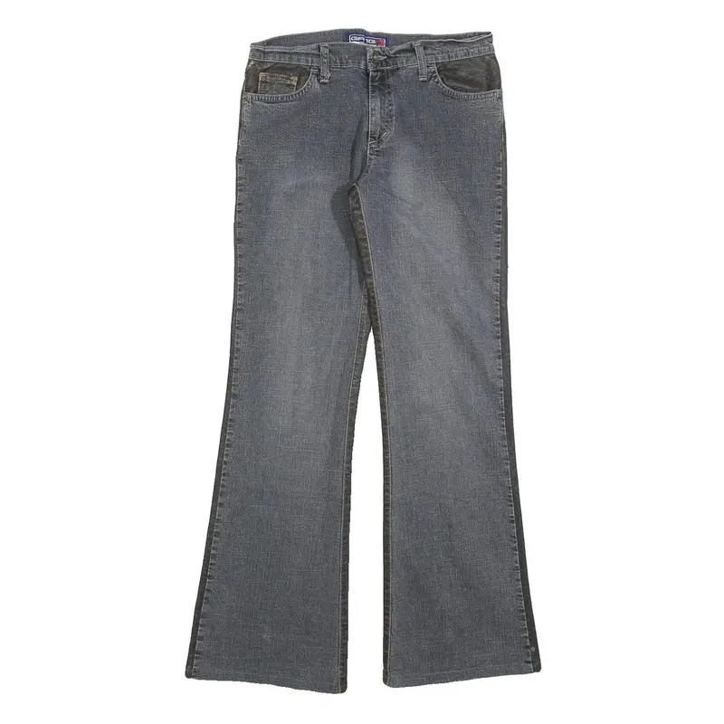 Gang Womens Grey & Black Regular Fit Flared Denim Rinse W29 L30 Stretch Zip 1