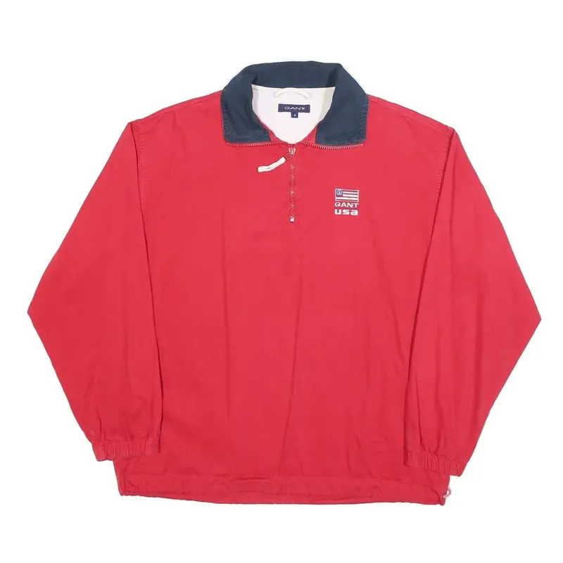 Gant Mens Red Navy Usa Collar S Cotton Blend Pullover Sweatshirt 1