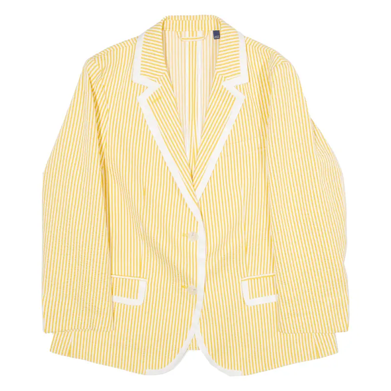 Gant Slim Womens Blazer Jacket Yellow Striped S 1