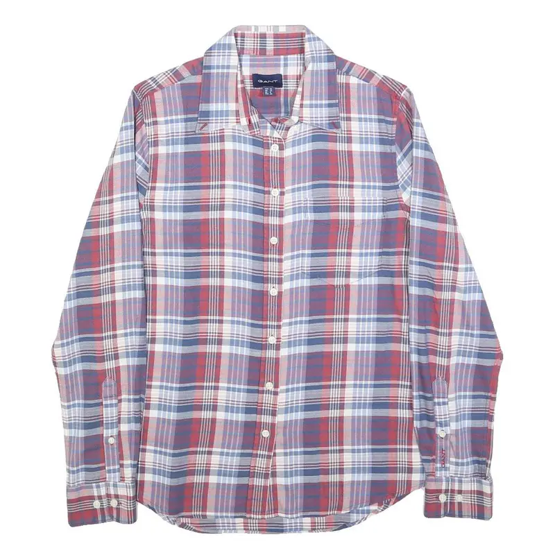 Gant Womens Red & Blue Check Shirt Uk 12 Classic Cotton Blend Button Up 1