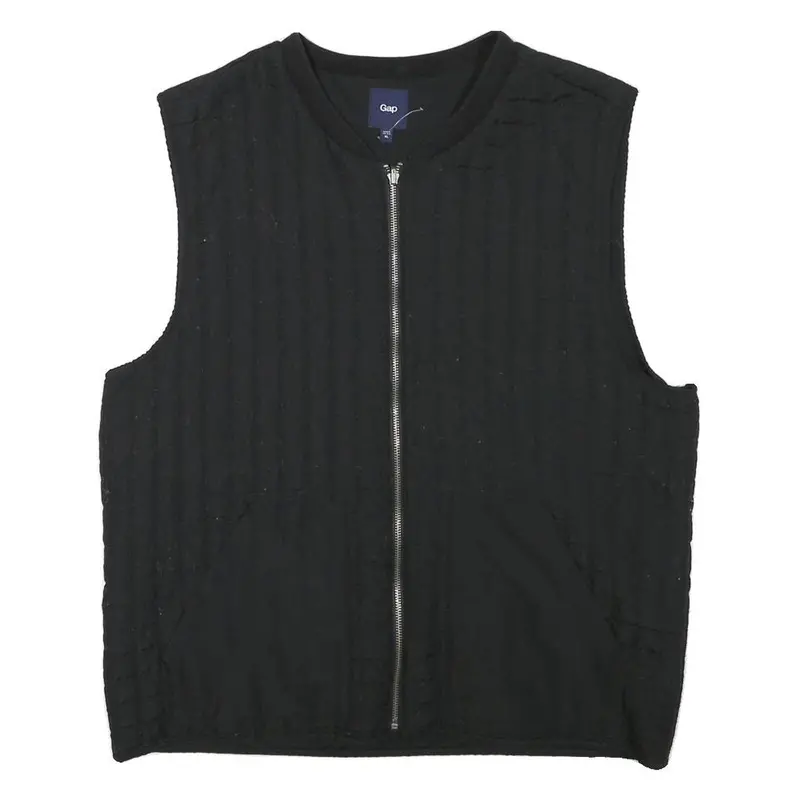 Gap Mens Black Xl Quilted Zip Jacket Polyester Blend Lightweight Vest 1