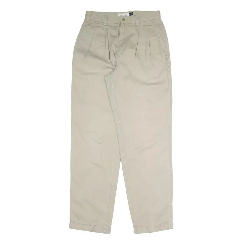 Gap Mens Relaxed Beige Cotton Blend Trousers W29 L32 Casual Zip Closure 1