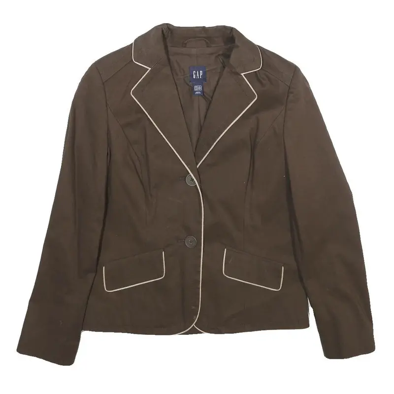 Gap Womens Brown & Beige Cotton Blend Tailored Blazer Jacket Uk 8 Button Closure 1