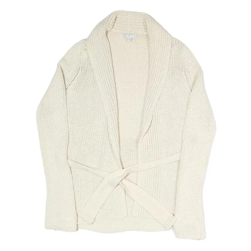 Gap Womens Cream Plain Chunky Knit Shawl Collar Cardigan S Belted Stylish 1