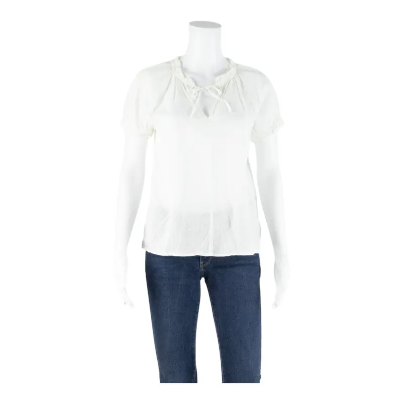 Gap Womens Printed Top White V-Neck Floral Xs 1