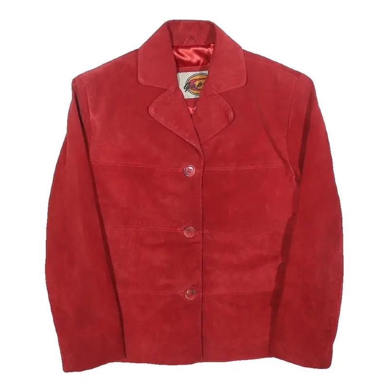 Gapelle Womens Red Leather Button Jacket S Suede Classic Stylish Outerwear 1