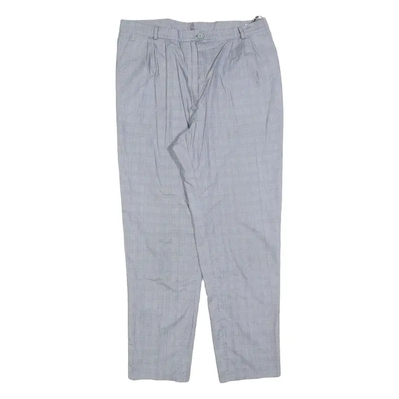 Gardeur Womens Light Grey Regular Fit Straight Trousers W34 L30 Checked Pattern 1