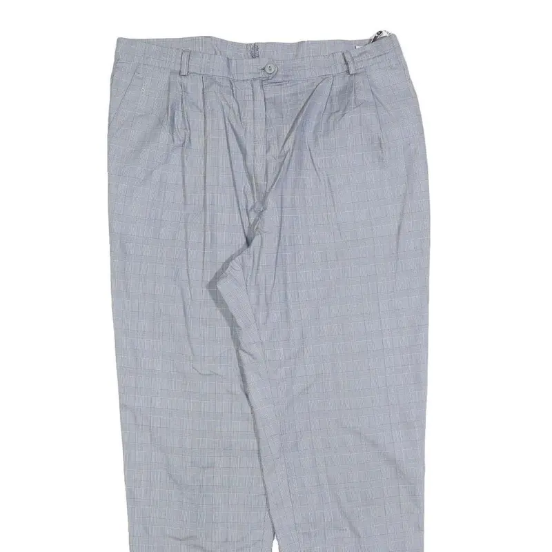 Gardeur Womens Light Grey Regular Fit Straight Trousers W34 L30 Checked Pattern 2