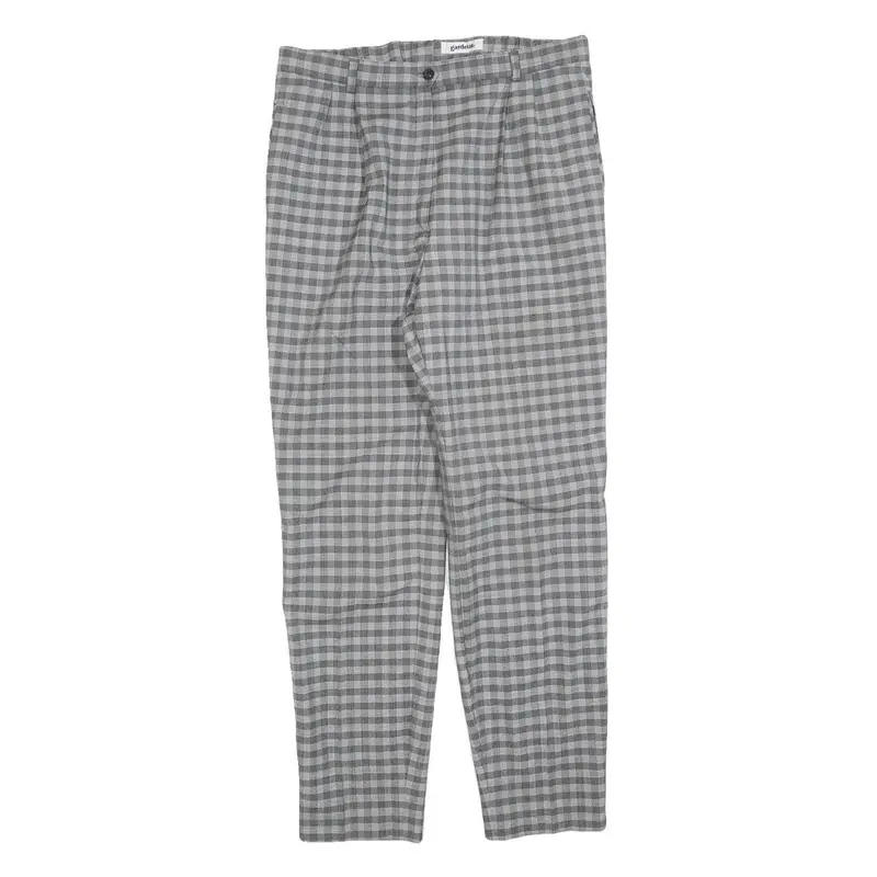Gardeur Womens Wool Blend Grey Check Regular Fit Straight Leg Trousers W32 L30 1