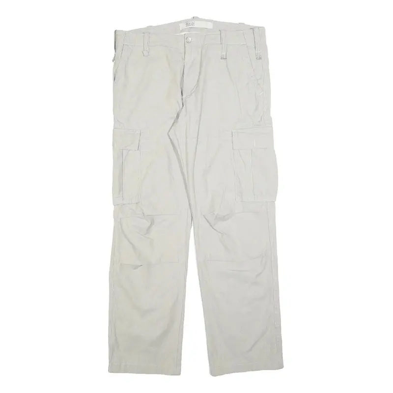 Gaudi Mens Cotton Blend Relaxed Beige Cargo Trousers W38 L32 Comfortable Zip 1