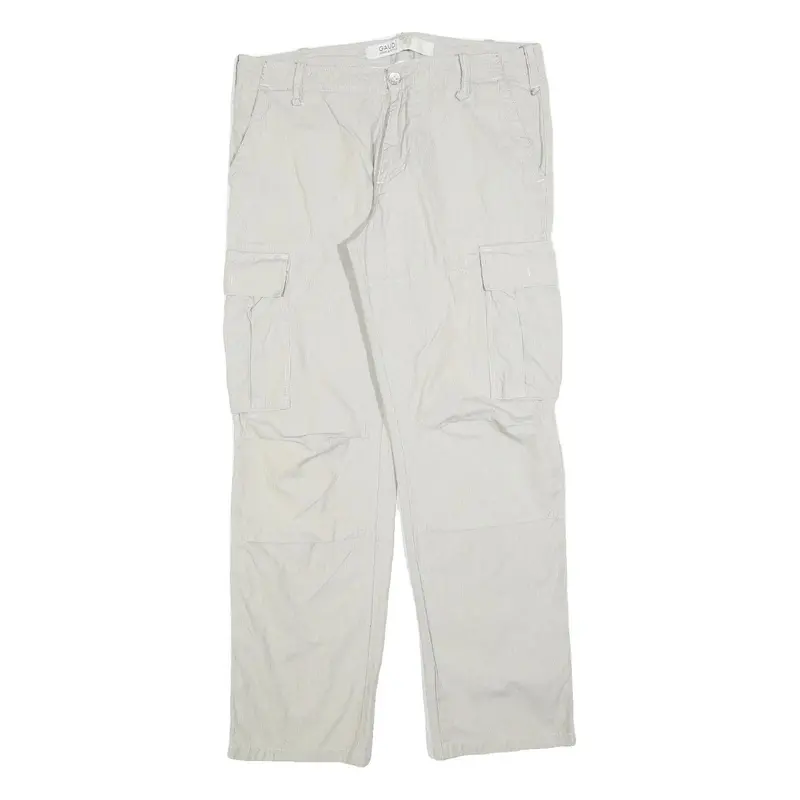 Gaudi Mens Regular Fit Beige Cotton Blend Cargo Trousers W35 L32 Casual Zip 1