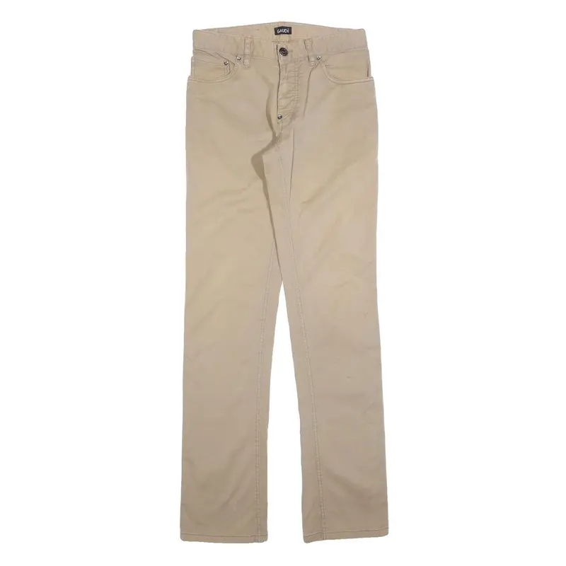 Gaudi Womens Cotton Slim Beige Trousers W28 L34 Button Closure Regular Leg 1