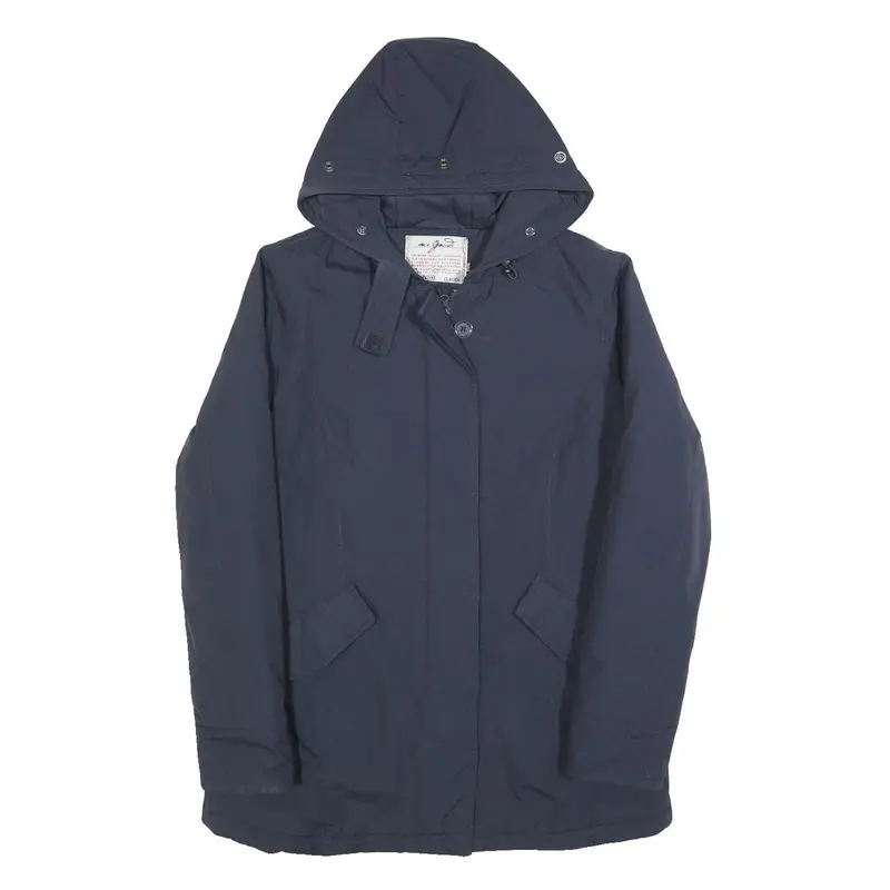 Gaudi Womens Navy Blue Jacket S Polyester Blend Plain Hooded Zip Casual Outdoor 1