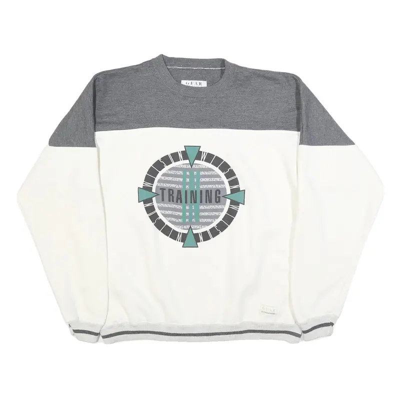 Gear For Sports Mens Grey & White Training Crew Neck L Sweatshirt Cotton Blend 1