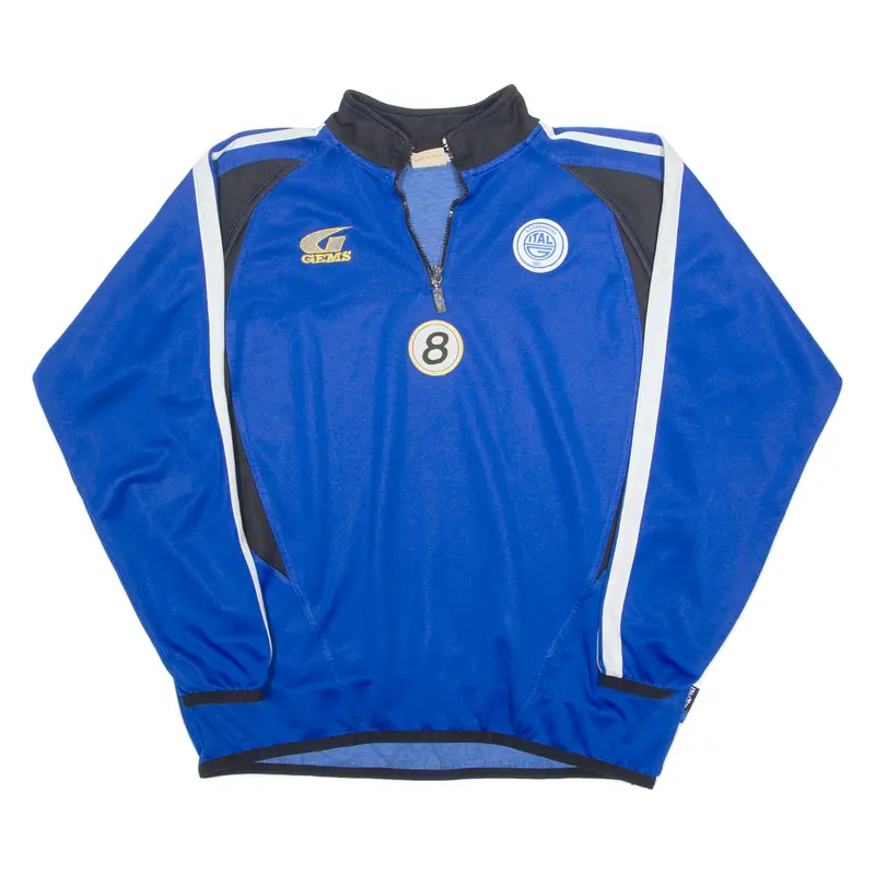 Gems Italy Mens Sweatshirt Blue 1/4 Zip M 1