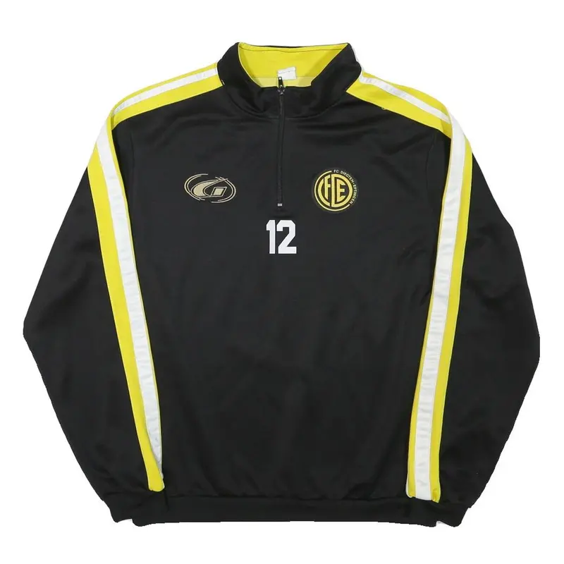 Gems Mens Black & Yellow Half Zip Sweatshirt M Salatsauce Hirschen Graphic Print 1