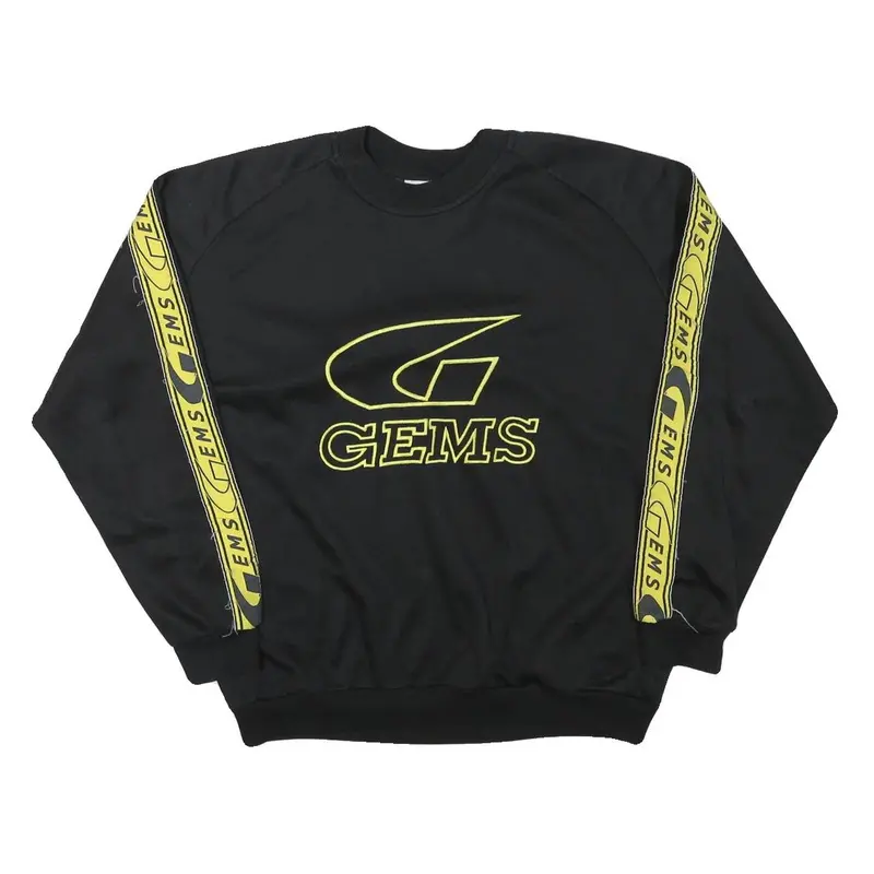 Gems Mens Black & Yellow Logo Crew Neck Xl Sports Style Sweatshirt 1