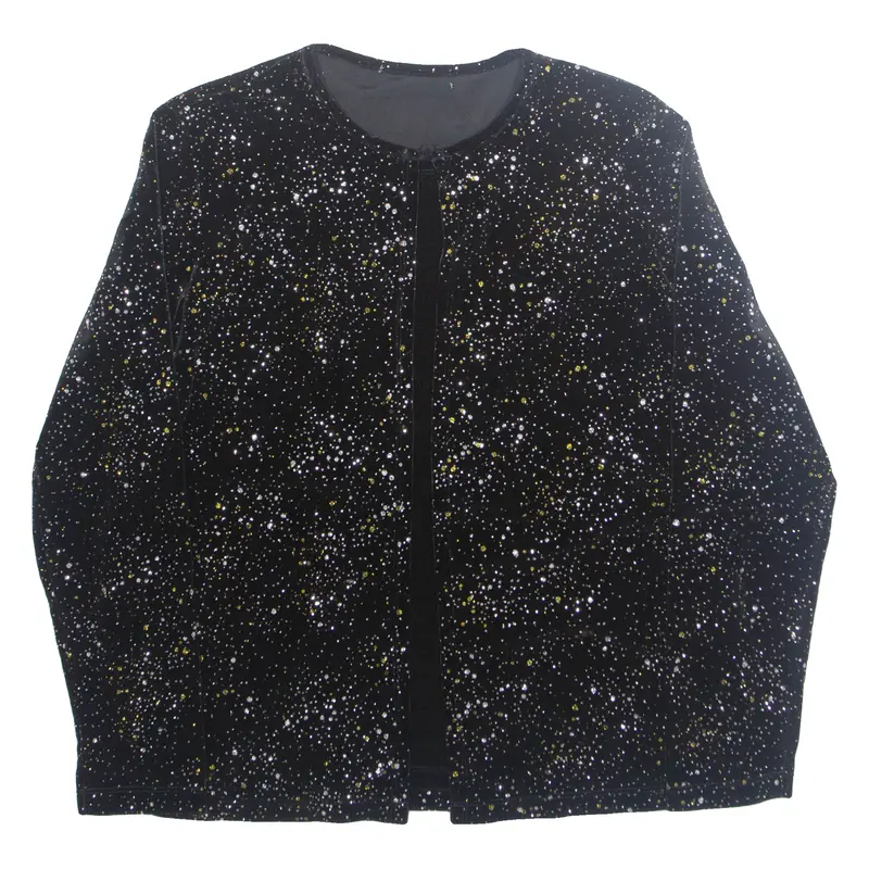 Gemstones Womens Blouse Black Long Sleeve Spotted L 1