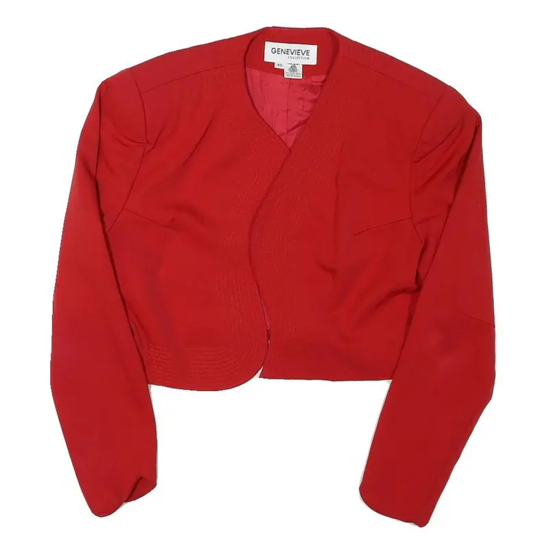 Genevieve Collection Womens Red Wool Cropped Jacket Xs Plain Stylish Lightweight 1