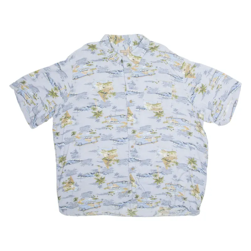 George Mens Hawaiian Shirt Blue Crazy Pattern Xl 1