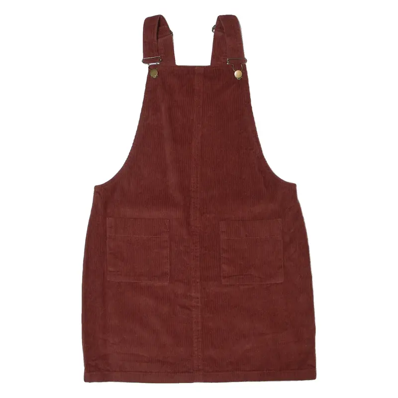 George Womens Dungaree Dress Brown Corduroy Sleeveless Short S 1