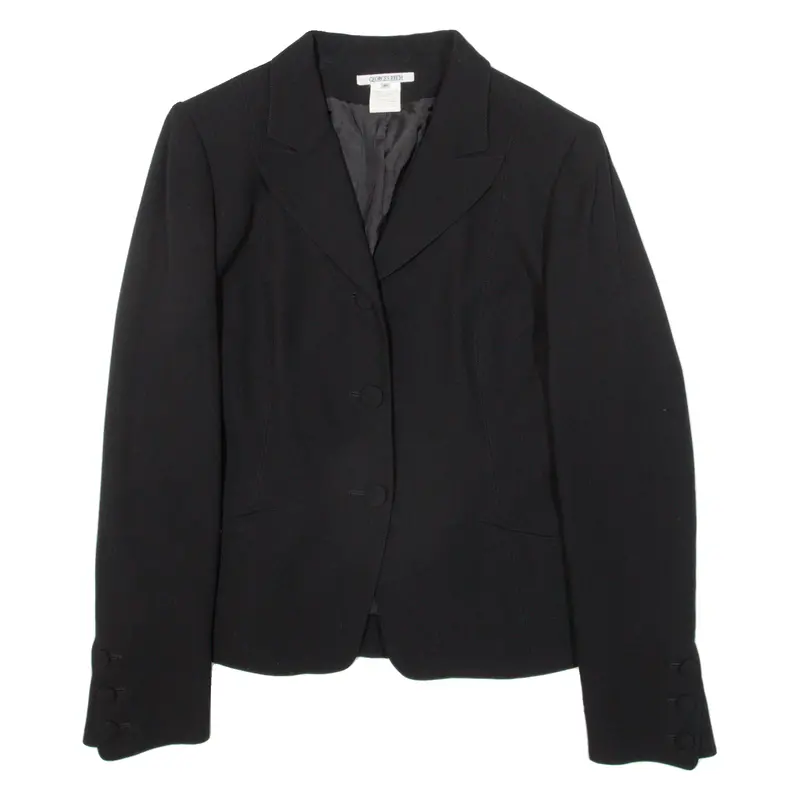 Georges Rech Womens Blazer Jacket Black Knit Wool M 1