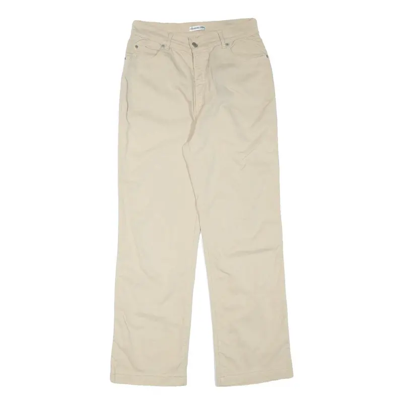 Georgya Studio Womens Cotton Blend Beige Regular Fit Straight Leg Trousers W28 1