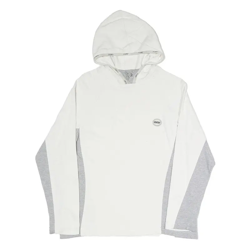 Geox Womens White & Grey Hoodie L Cotton Blend Lightweight Casual Wear 1