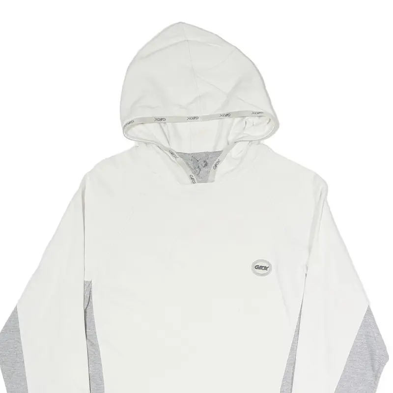 Geox Womens White & Grey Hoodie L Cotton Blend Lightweight Casual Wear 2