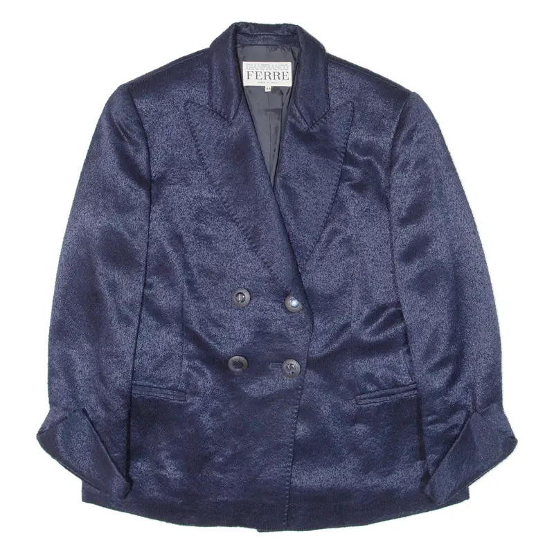 Gianfranco Ferre Womens Blazer Jacket Blue Knit Wool M 1