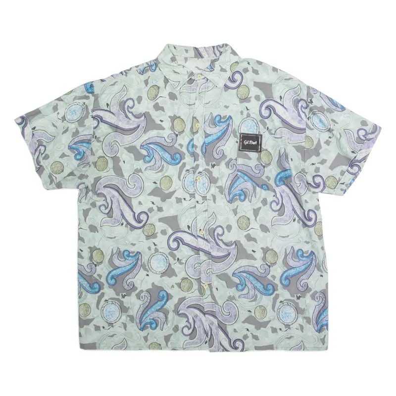 Gil Bret Mens Hawaiian Shirt Green Crazy Pattern Xl 1
