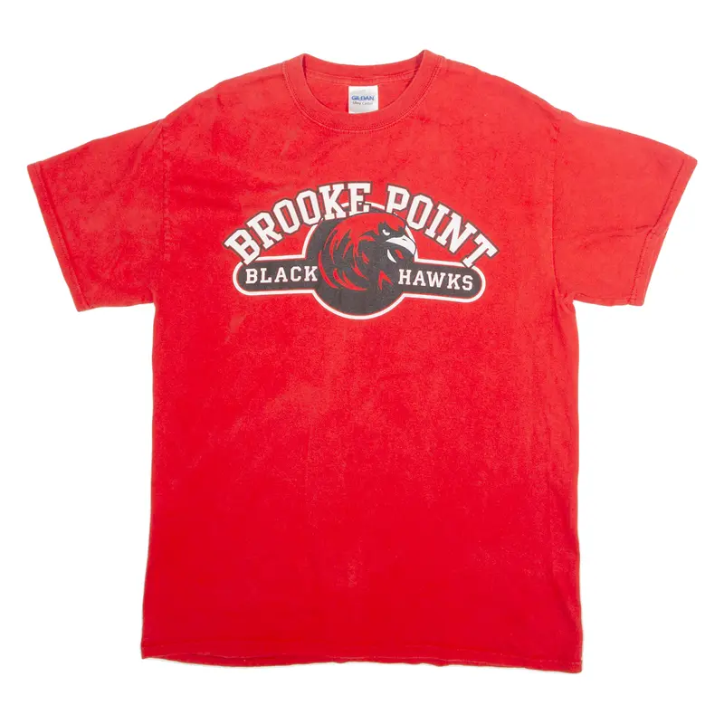 Gildan Brooke Point Black Hawks Mens T-Shirt Red M 1