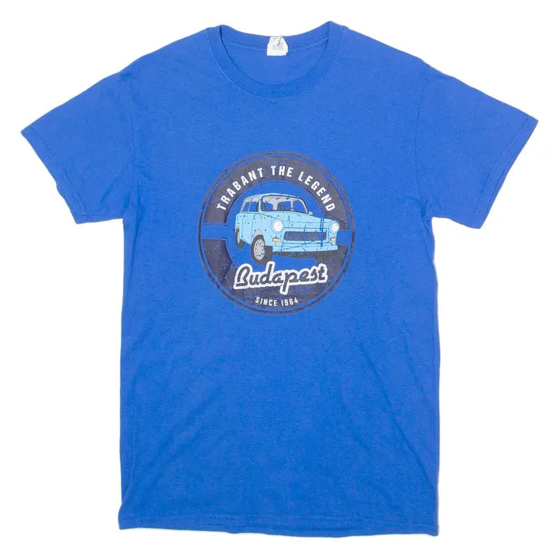 Gildan Budapest Souvenir Mens T-Shirt Blue Crew Neck S 1