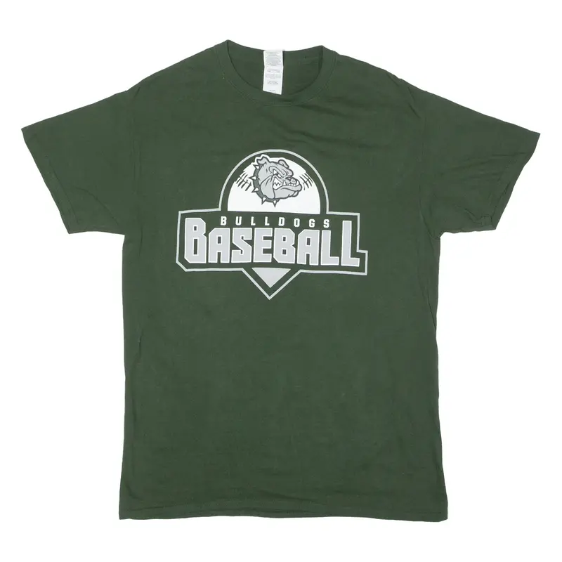 Gildan Bulldogs Baseball #14 Maude Mens T-Shirt Green Usa Crew Neck M 1