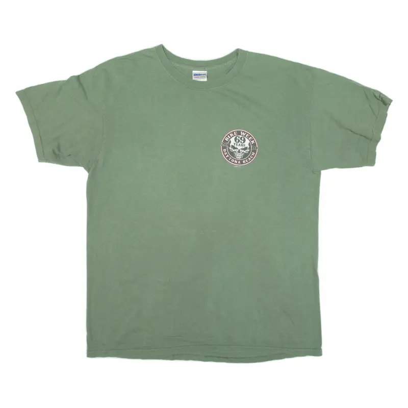 Gildan Daytona Beach Bike Week 2010 Mens Biker T-Shirt Green L 1