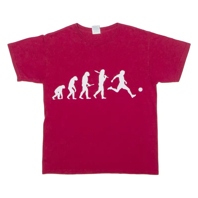 Gildan Football Evolution Novelty Boys T-Shirt Red Crew Neck L 1