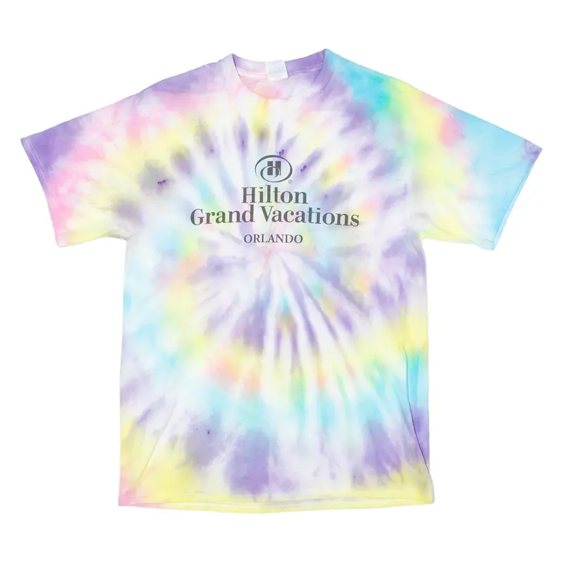 Gildan Hilton Grand Vacations Orlando Mens Tie Dye T-Shirt Purple Usa M 1