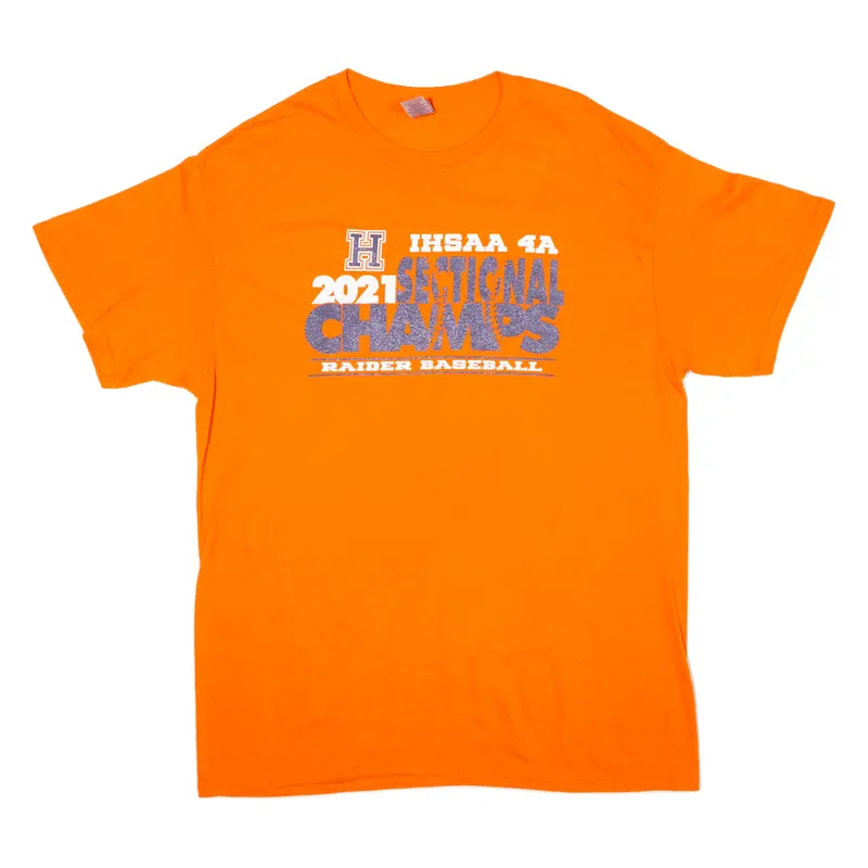 Gildan Ihsaa 4A 2021 Sectional Champs Regional Baseball Mens T-Shirt Orange Usa L 1