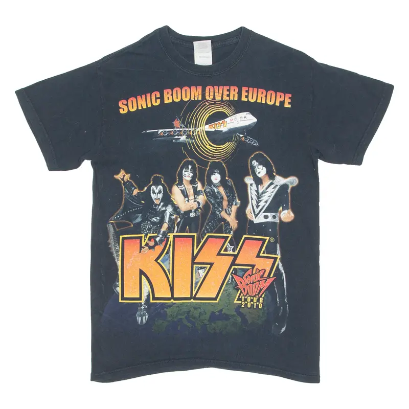 Gildan Kiss Mens T-Shirt Black Crew Neck S 1