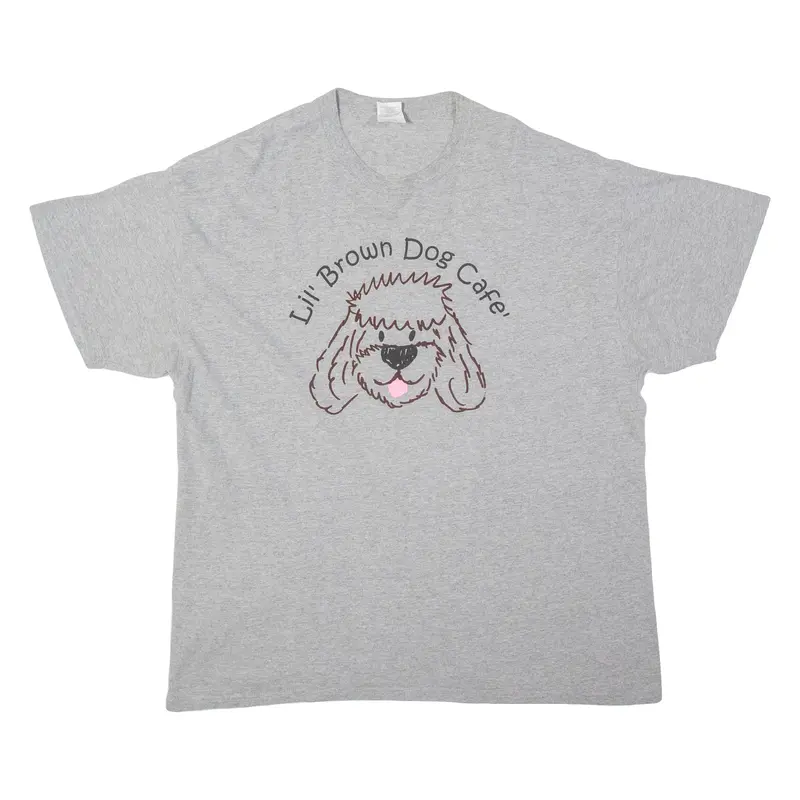 Gildan Lil' Brown Dog Cafe Mens T-Shirt Grey Xl 1